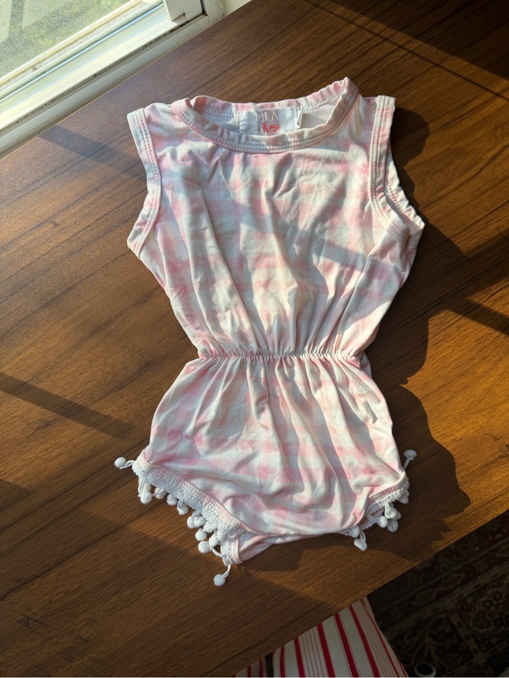 Mila & Rose Pink Pom Trim Romper